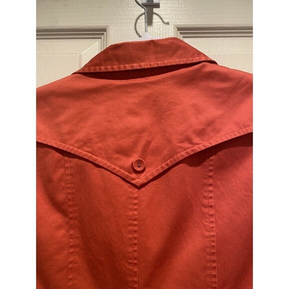 Talbots Cotton Dress Button Front Sleeveless Size 10 Belted Stretch Orange - Picture 5 of 10